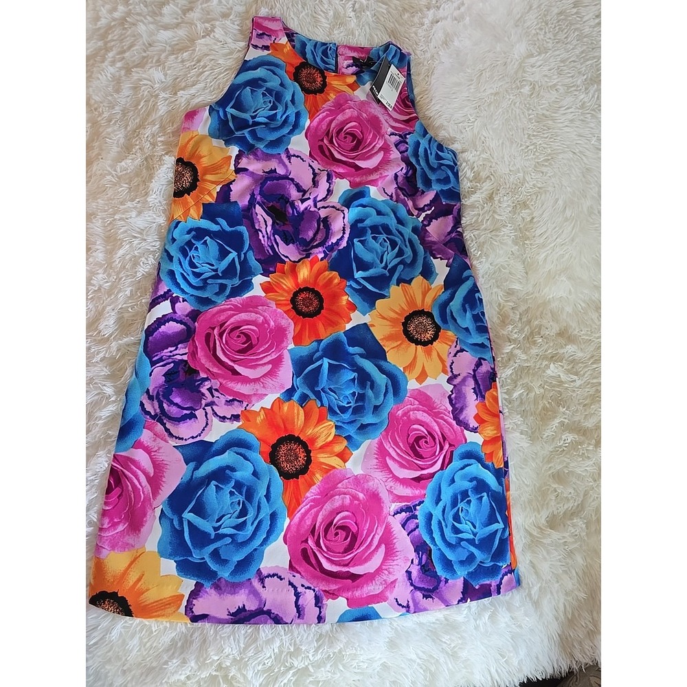 Premise Multicolor Floral Sleeveless Dress Pockets Sz M